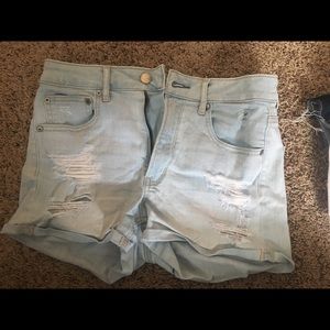American Eagle light wash high rise jean shorts